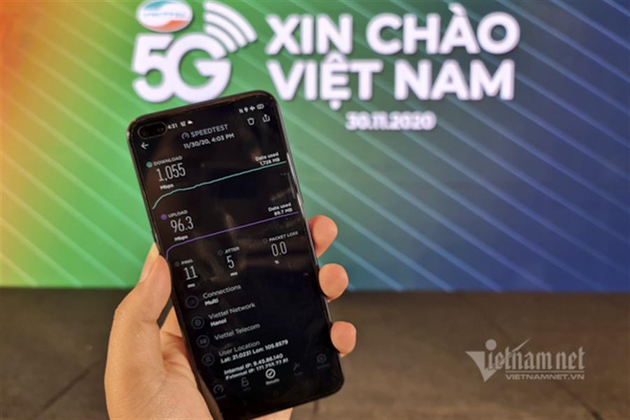 Tốc độ 5G thử nghiệm thương mại tại Việt Nam hiện đã lên tới 1Gbps.
